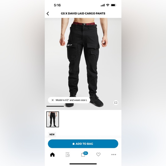 David Laid x Gymshark Cargo Pants - Picture 1 of 7